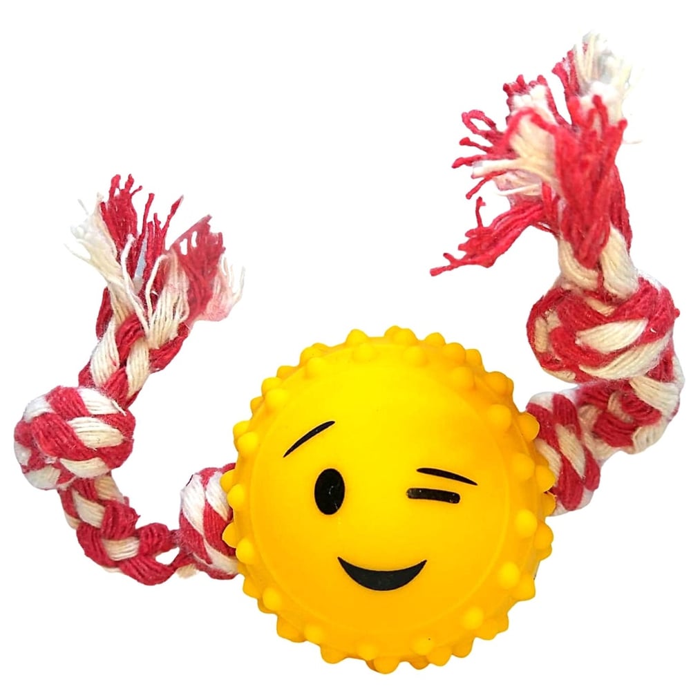 Kit 03 Brinquedos Bolinha Cravinho Emoji com Corda 100% algodão Mordedores Cachorro Pet