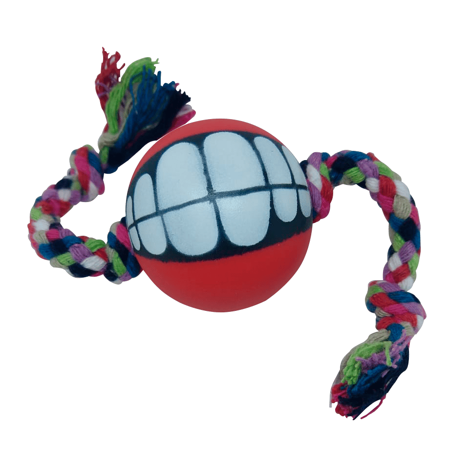 Brinquedo Mordedor Bolinha Sorriso com Corda 100% Algodão para Pet Cachorro e Adestramento