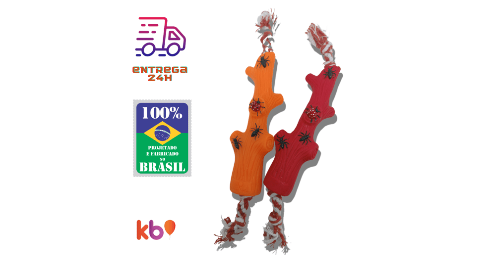Kit 02 Brinquedos Graveto Galho Com Corda 100% algodão Pet