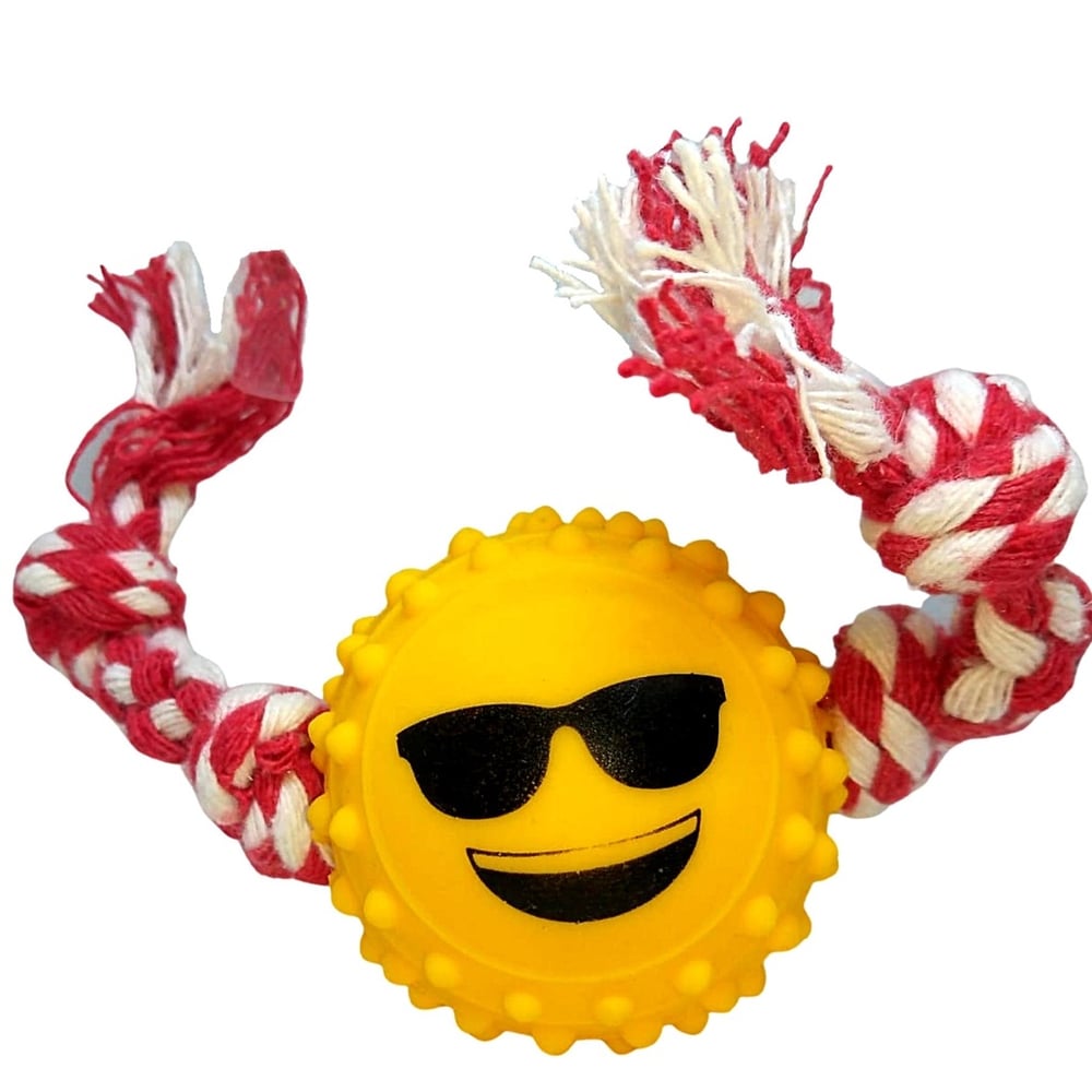 Kit 03 Brinquedos Bolinha Cravinho Emoji com Corda 100% algodão Mordedores Cachorro Pet
