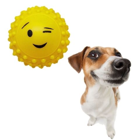 Brinquedo Para Cachorro Bolinha Cravo Emoji Divertidos Mordedor Pet