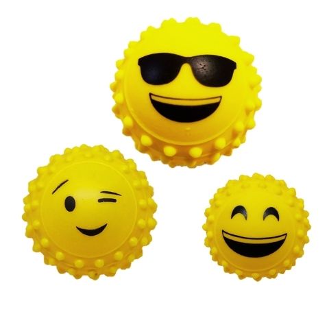 Brinquedo Para Cachorro Bolinha Cravo Emoji Divertidos Mordedor Pet