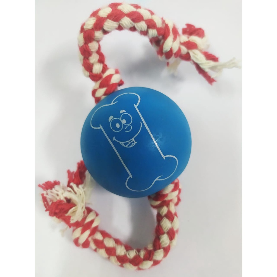 Bolinha Ossinho Mordedor Com Corda 100% Algodão Para Interação Pet e Adestramento