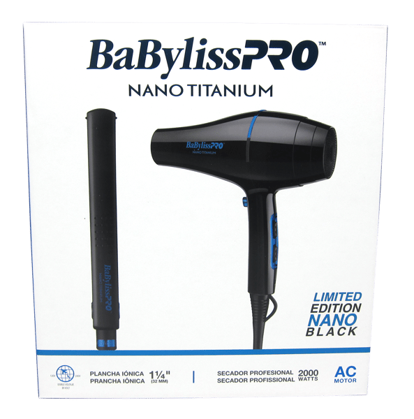 Kit Secador + Prancha Nano Black BabylissPro By Roger 