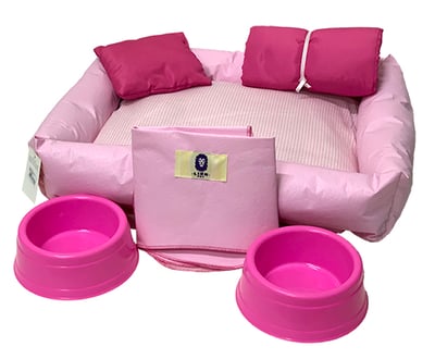 Supply Pet  Kit Cama maternidade Courino Rosa  1