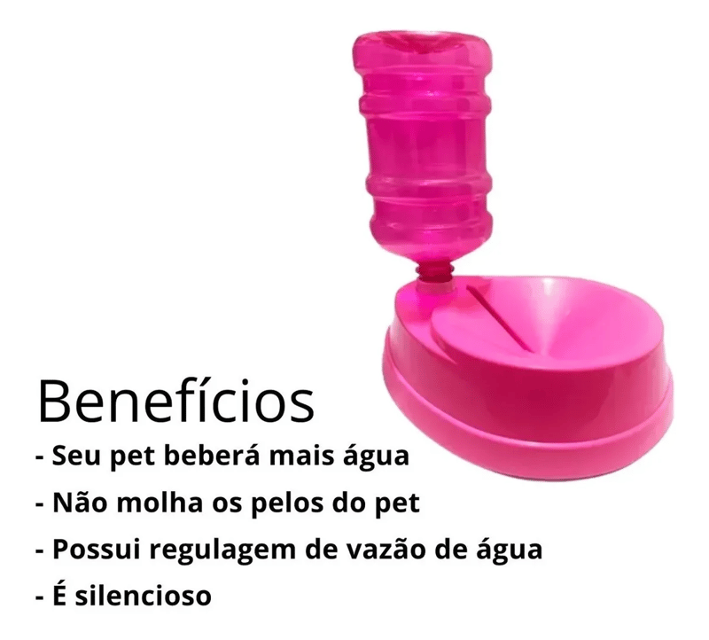 Bebedouro Pet  Dosador Automático 1 Litro - Rosa