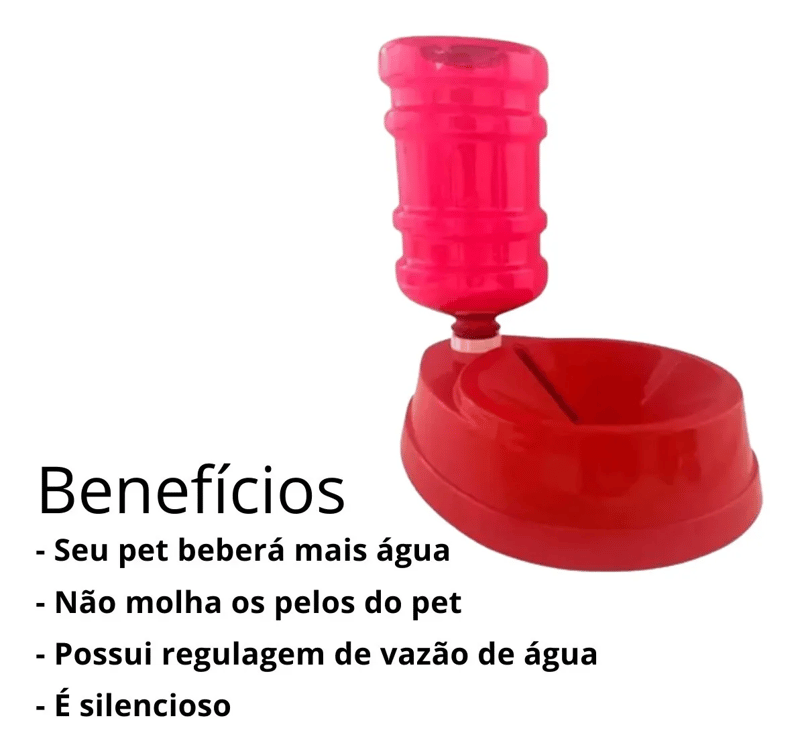 Bebedouro Pet  Dosador Automático 1 Litro - Vermelho