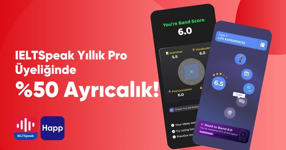 Happ Health Kullanıcılarına Özel IELTSpeak Yıllık PRO Üyeliğinde %50 Ayrıcalık