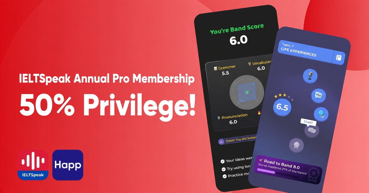 50% Benefit on IELTSpeak Annual PRO