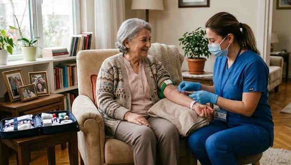 evde kan alma işlemi, evde kan alma nasıl yapılır, evde tahlil, evde kan tahlili, evde sağlık hizmeti, kan alma süreci, evde hemşire hizmeti, happ health