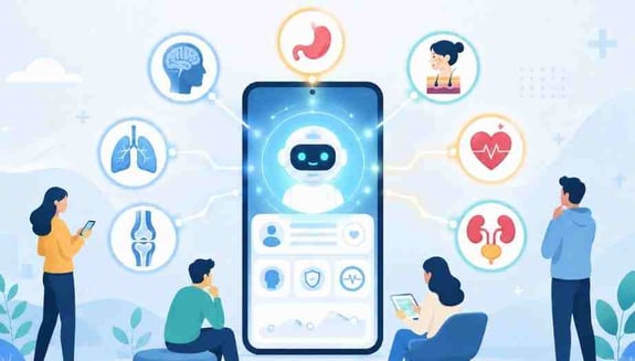 belirtilere göre doktor seçimi, hangi doktora gitmeliyim, Happ AI, neyim var testi, online doktor, sağlık asistanı, doğru branş seçimi, semptom analizi