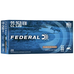 Federal Power-Shok .22-250 Rem 55gr Soft Point 20 Rounds