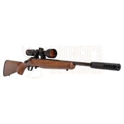 Ruger American Rimfire Wood Threaded .22 LR + Burris Fullfield 3-12x42mm Plex KSB + Suppressor