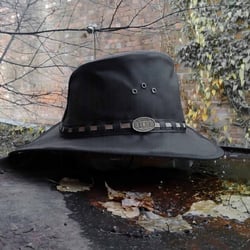 Selke 103 Cotton Oilskin Hat with Fly Band Brown