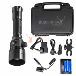 Bushgear BG-500Z 3 LED Zoomable Flashlight + 18650 Batteries + Charger + Remote Switch + Scope Mount