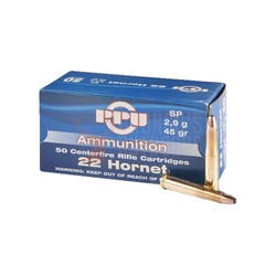 PPU Rifle Line .22 Hornet 45gr SP 50 Rounds