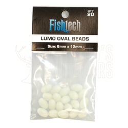 Fishtech Lumo Beads Oval 8mmx12mm 20 Pack