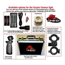 Sniper Hog Lights Coyote Cannon Light + Predator Pro Mount + Batteries + Charger White LED