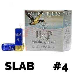 B&P Valle Steel 12ga 2 3/4" 32gm #4 25 Rounds Slab