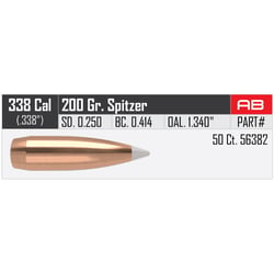 Nosler AccuBond Spitzer Projectiles .338 Cal 200gr 50 Count