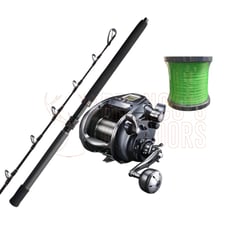 Shimano Status Bluewater 8' 3pc DDM PE:5-8 Straight Butt Drone + Shimano Forcemaster 9000 Electric Reel PE:8
