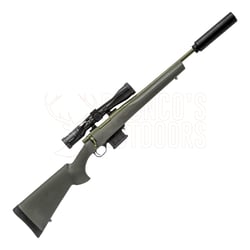 Howa Mini Action Sniper Green Black .223 Threaded 20" + Nikko Stirling Panamax Rifle Scope 3-9x40mm + DPT MK2 Over-Barrel Suppressor 1/2-20 .22 Cal