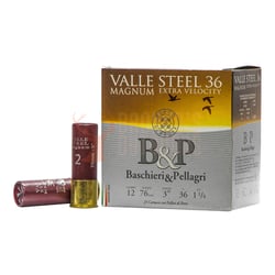 B&P Valle Steel 12ga 3" 36gm Steel Shot 25 Rounds