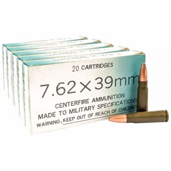 Norinco Surplus 7.62x39 123gr SP 100 Rounds