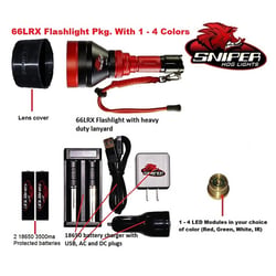 Sniper Hog Lights 66LRX Flashlight + Charger + Batteries White LED