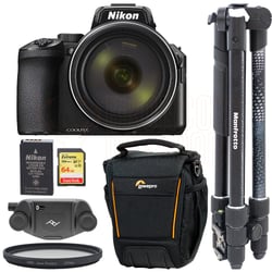 Nikon COOLPIX P950 83x Super Zoom Camera + Element MII Aluminium Tripod + Adventura TLZ 30 II Camera Bag + SanDisk Extreme 64GB SDXC Card