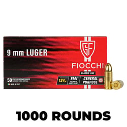 Fiocchi 9mm Luger 124gr FMJ 1000 Rounds