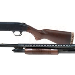 Mossberg 500 Retrograde Persuader Walnut Cyl Bore 12ga with Heat Shield
