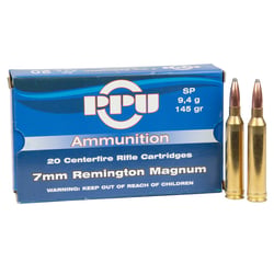 PPU 7mm Remington Magnum 145gr SP 20 Rounds