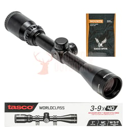 Tasco World Class 3-9x40mm Riflescope + Weaver High Rings