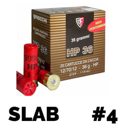 Fiocchi HP 36 12ga 2 3/4" 36gm #4 Shot 250 Rounds Slab