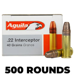 Aguila Interceptor Hyper .22 LR 40gr CPSP 500 Rounds 1470 Fps