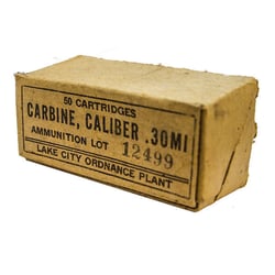 Lake City Ordnance Plant Mil-Spec .30 Carbine 110gr FMJ 50 Rounds