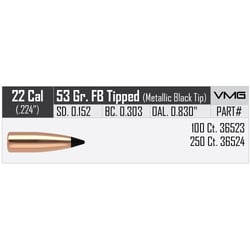 Nosler Varmageddon Projectiles .22 Cal .224" 53gr 100 Count