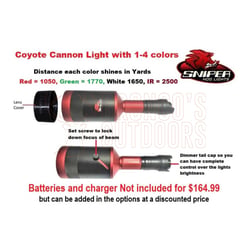 Sniper Hog Lights Coyote Cannon Light + Predator Pro Mount + Batteries + Charger White LED