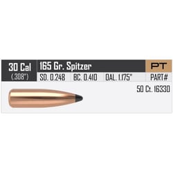 Nosler Partition Projectiles .30 Cal .308" 165gr 50 Rounds