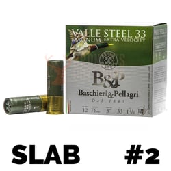 B&P Valle Steel 12ga 3" 33gm #2 250 Rounds