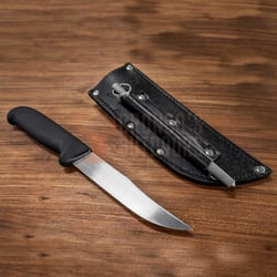 Green River Bushmans Knife 150mm + Sharpening Steel + Leather Sheath