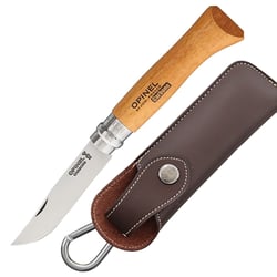 Opinel No.8 Stainless Pocket Knife + Sheath + Wood Display Box