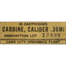 Lake City Ordnance Plant Mil-Spec .30 Carbine 110gr FMJ 50 Rounds
