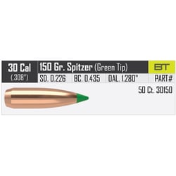 Nosler Ballistic Tip Hunting Projectiles .308" 150gr 50 Count