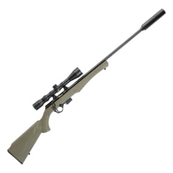 Rossi 8122M .22 WMR Green Stock + Nikko Stirling Mountmaster Riflescope 3-9x40mm HMD Reticle + DPT Rimfire Suppressor 5 Baffles 1/2-20 UNF
