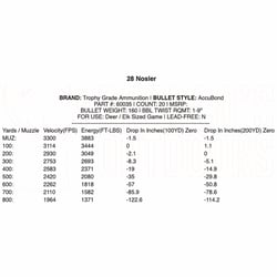 Nosler Trophy Grade .28 Nosler 160gr AccuBond