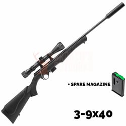 Rossi 8122M .22 WMR + Nikko Stirling Mountmaster Riflescope 3-9x40mm HMD Reticle + DPT Rimfire Suppressor 5 Baffles 1/2-20 UNF