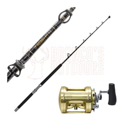 Shimano Tiagra 80W + Shimano Status Bluewater 5'6" 37kg Stand up Roller Tip Rod