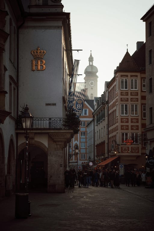 Hofbräuhaus beer hall interior with lively crowd